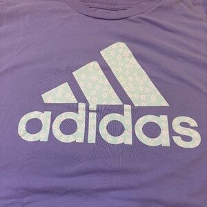 Adidas Woman's Amplifier Tee Plus Size 3X100 Cotton Purple Color Floral Daisy